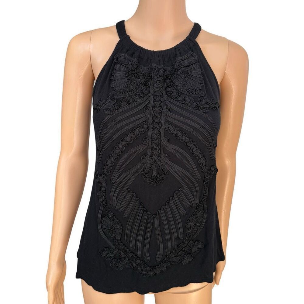 INC International Concepts halter top intricate tonal embroidered detailing XS